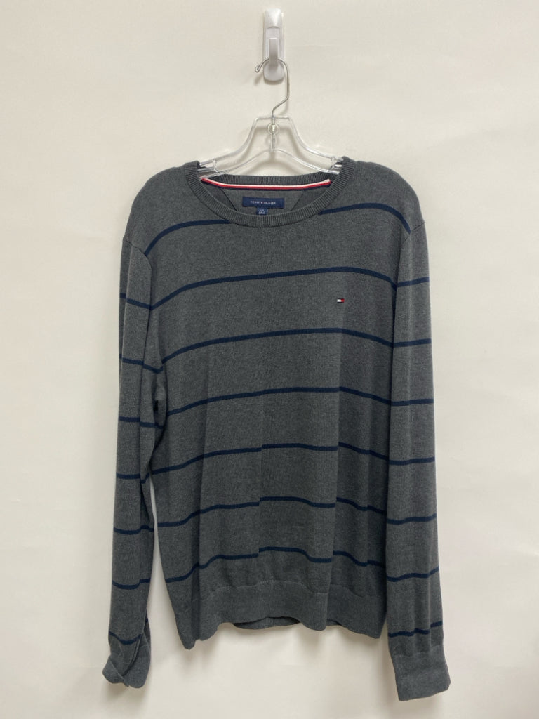 Tommy Hilfiger Size L Gray Navy Stripes Men&