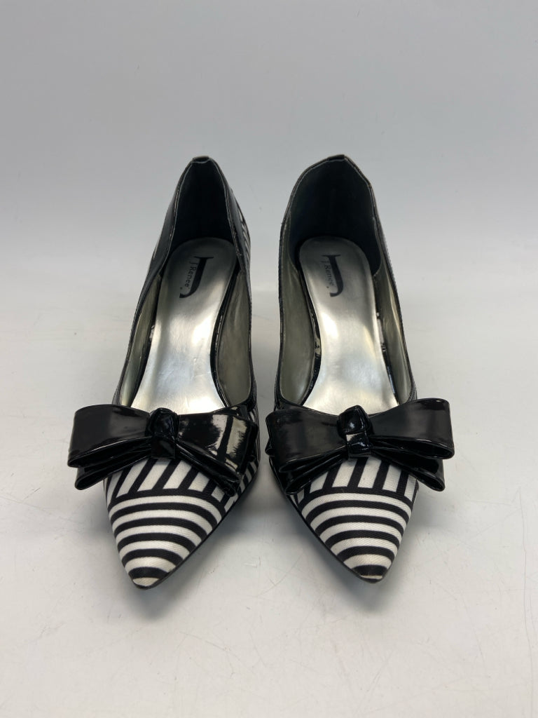 J. Renee  Size 12 Black White Stripe(s) Heels