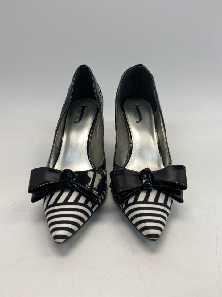 J. Renee  Size 12 Black White Stripe(s) Heels