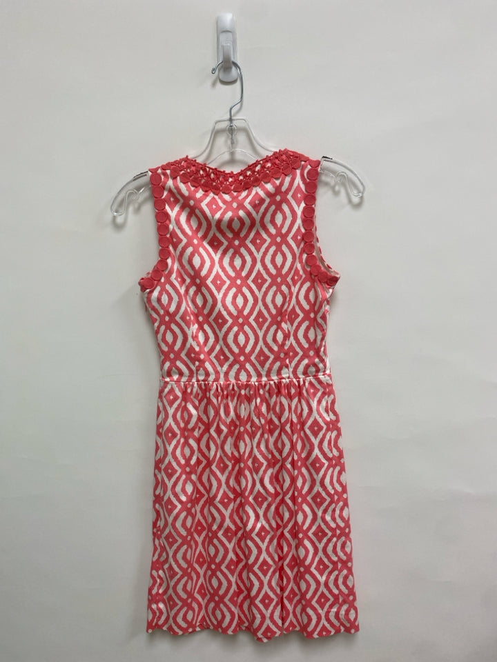 Vineyard Vines Size 00 Pink White Print Sleeveless Ladies Dress