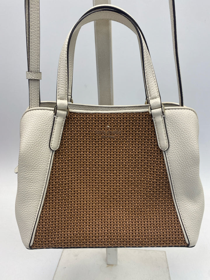 Kate Spade Cream Brown Woven Handbag