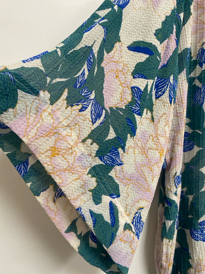 Free People Size S Cream Green/Multi Floral Ladies Kimono