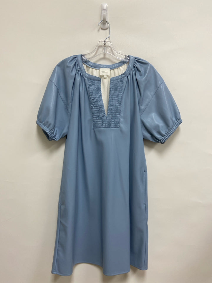 Sundays by wearsundays Size L Powder Blue Short Sleeve Faux Leather Ladies Dress