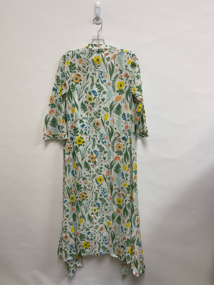 NWT OLIVIA JAMES Size XS White Green/Multi Flowers Maxi Ladies Coverup