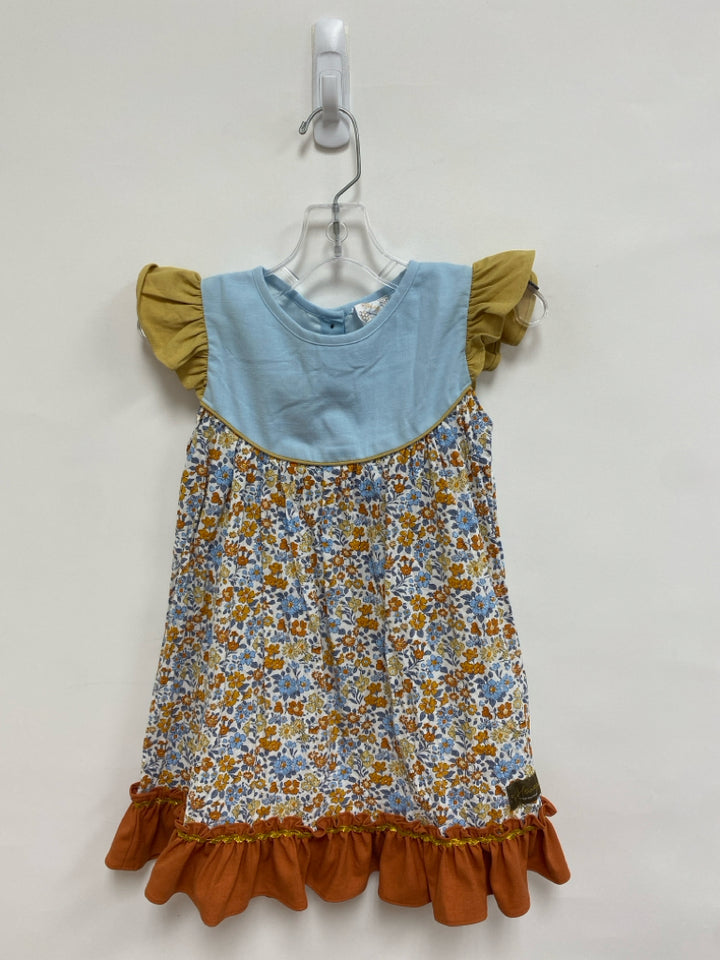 busy bees SIZE 5 Blue/Orange Beige/White Floral Girl&