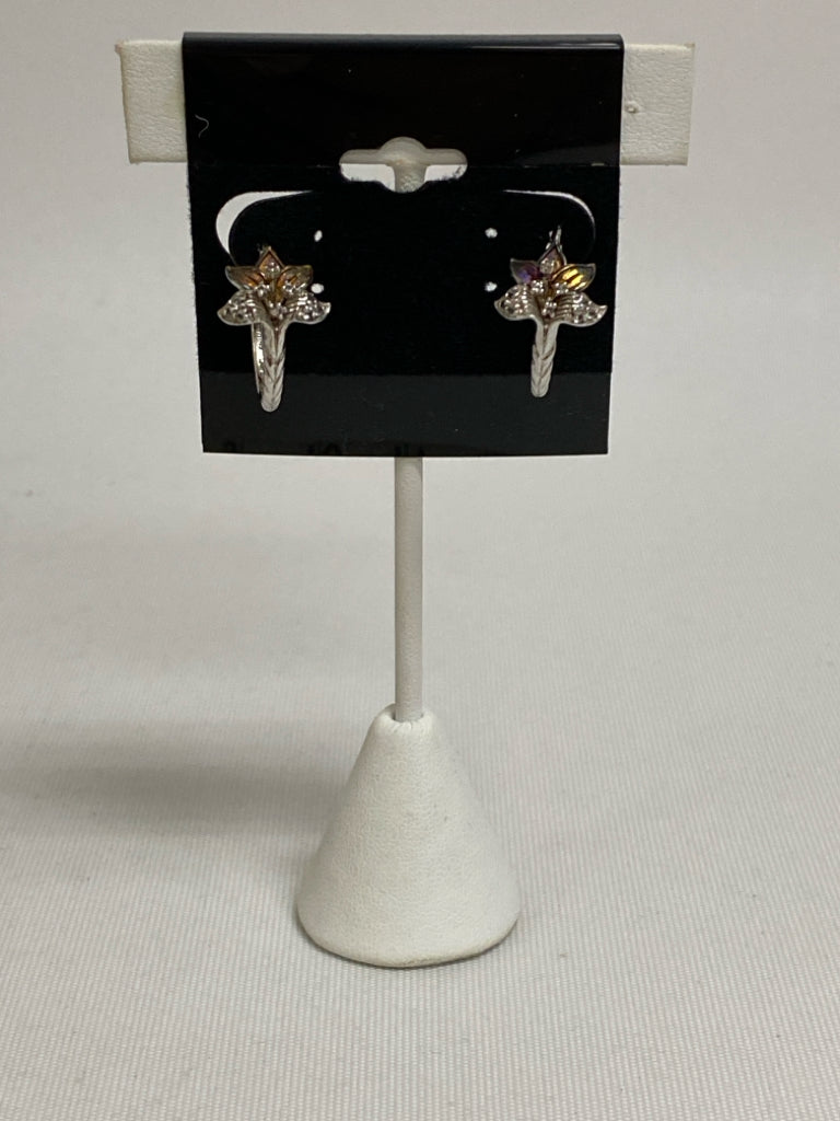 Silver Multi Color Flowers Earrings