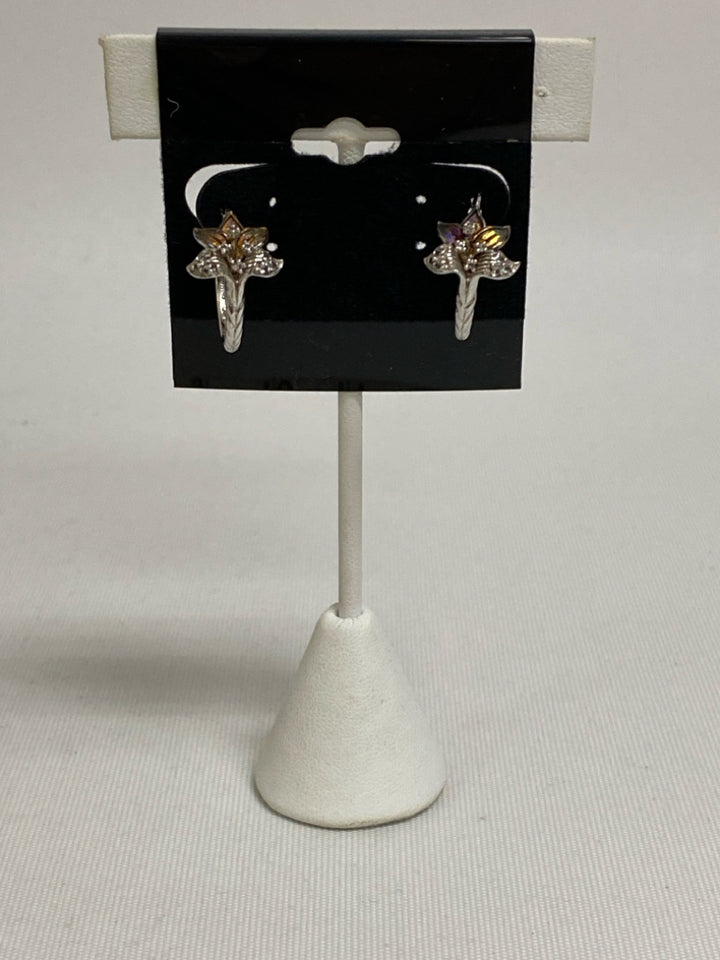 Silver Multi Color Flowers Earrings