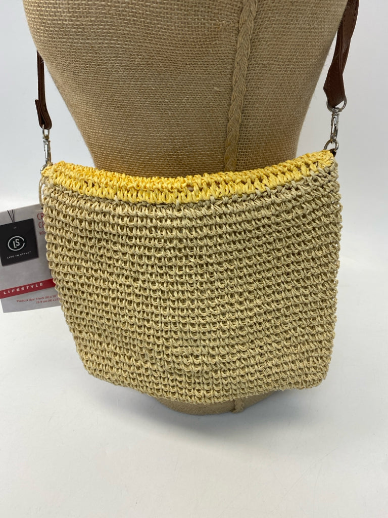 NWT  Size Natural Yellow/Pink Crochet Crossbody