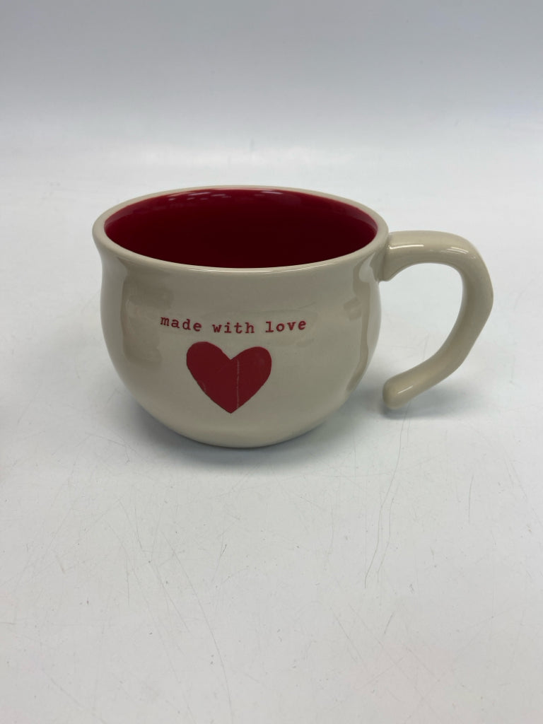 NWT Demdaco Cream Red Hearts Bowl(s)