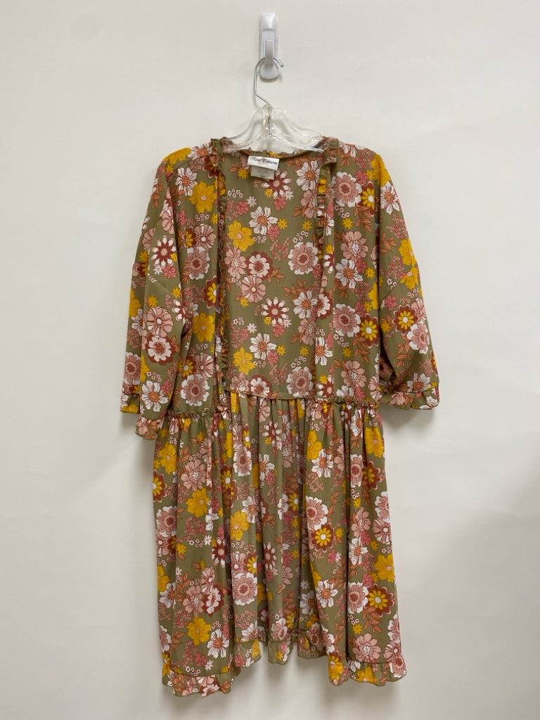 Rare Editions SIZE 16 Taupe/White Coral/Yellow Flowers Girl&