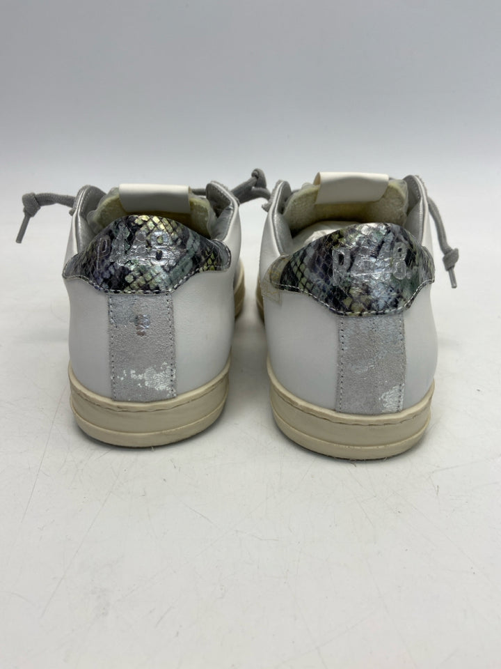 NWOT P448 EU Shoe Size 38 US Shoe Size 7.5 Silver White Lace-up Sneakers