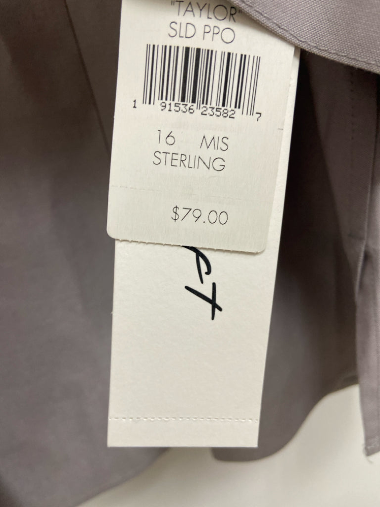 NWT Foxcroft  SIZE  16 Gray Button Up Plus Size Top