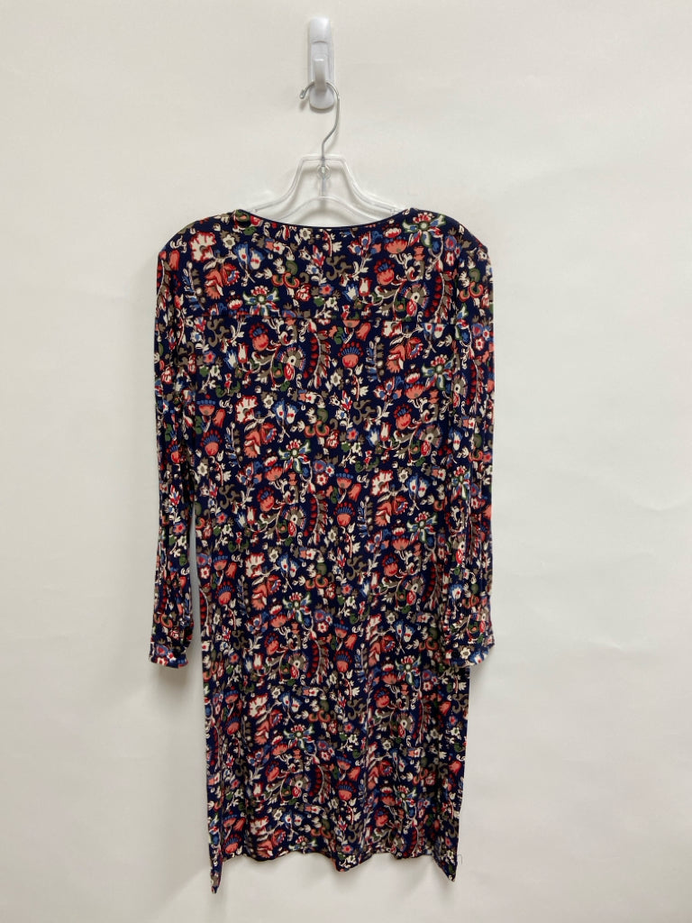 Tory Burch Size L Navy Red/Multi Flowers Ladies Dress