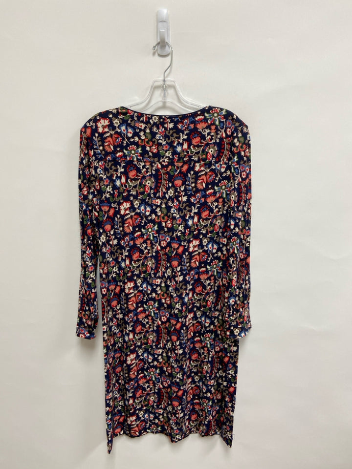 Tory Burch Size L Navy Red/Multi Flowers Ladies Dress