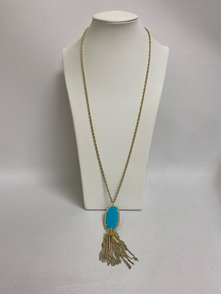 Kendra Scott Turquoise Gold Color Jeweled Necklace