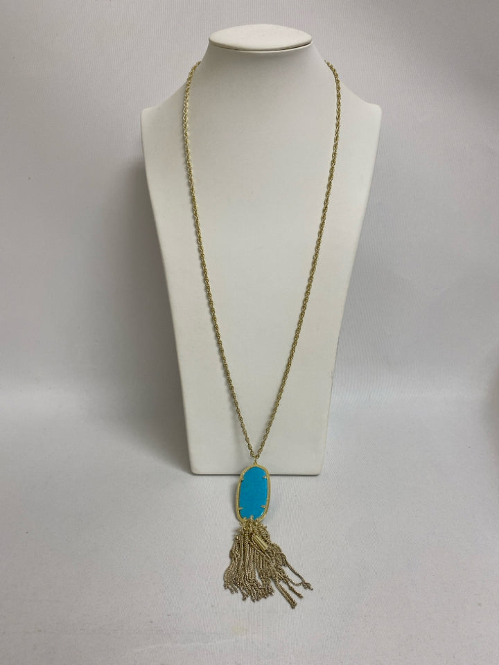 Kendra Scott Turquoise Gold Color Jeweled Necklace