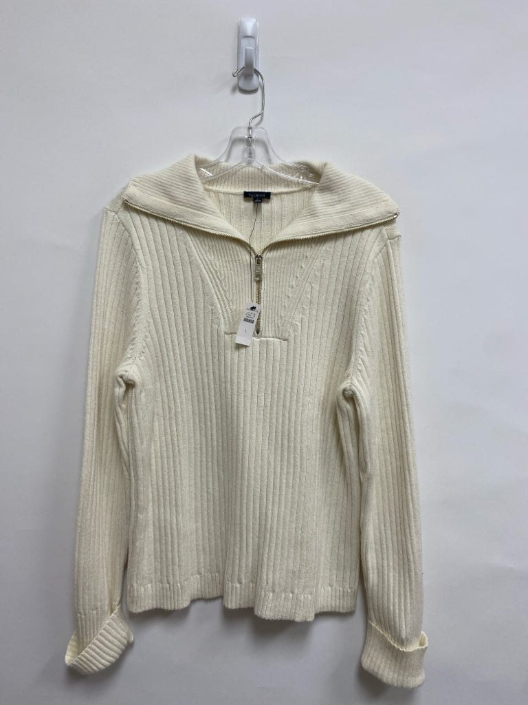 NWT Talbots Size L Cream Ribbed Quarter Zip Ladies Sweater