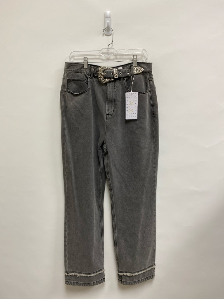NWT Size 32 Dark Gray Buckle Wide Leg Ladies Jeans