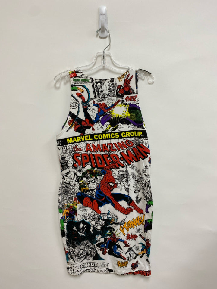 SIZE L White/Black Multi Color Spiderman Sleeveless Girl&