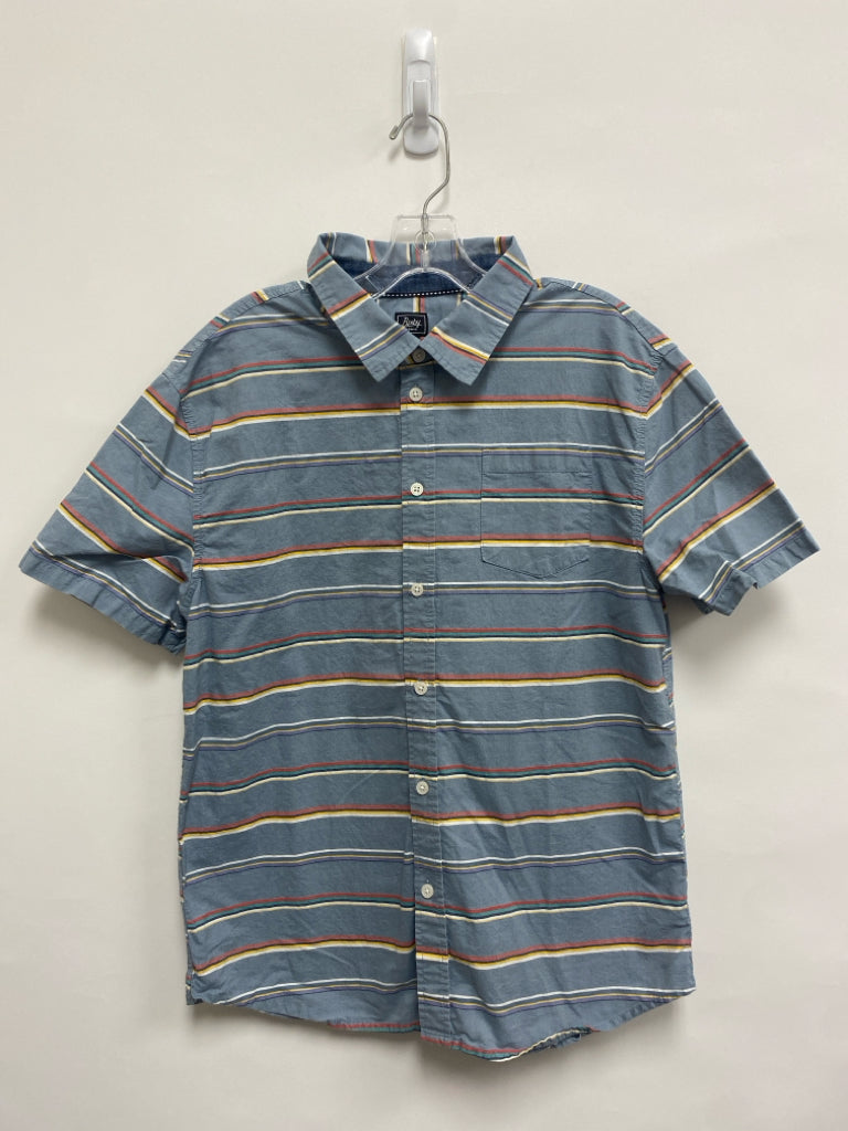SIZE 16/18 Slate Blue White/Multi Stripes Button Up Boy&