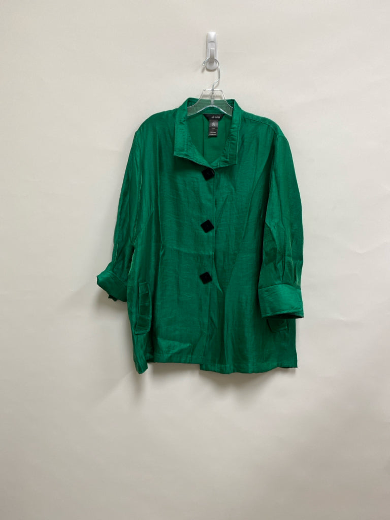 Ali Miles Size L Green Button Up Ladies Top