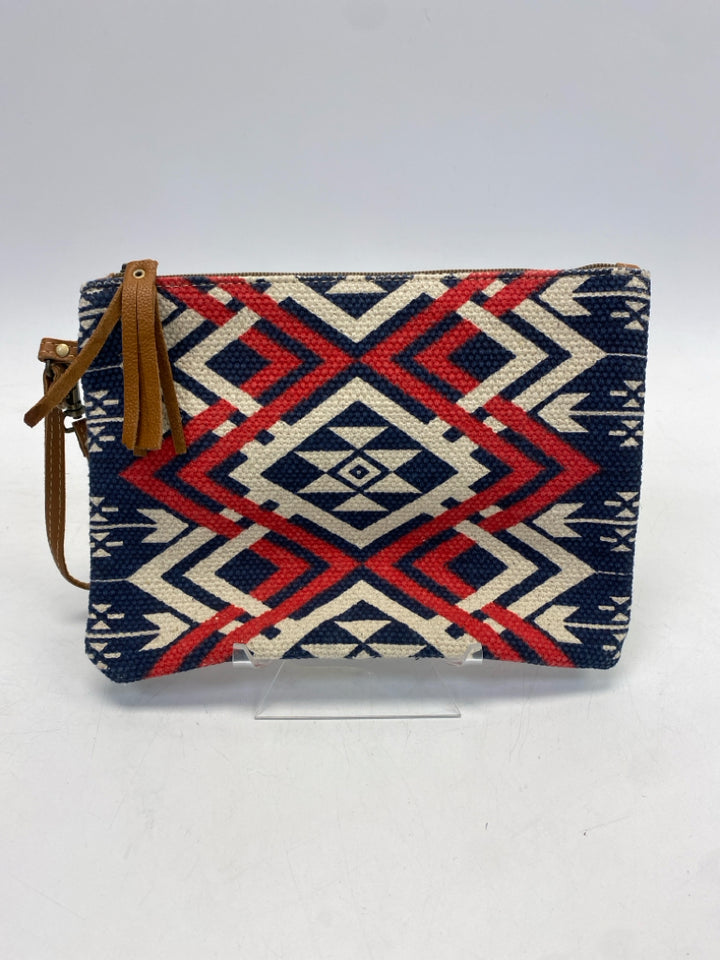 Myra Bag Red Blue Triangle(s) Wristlet