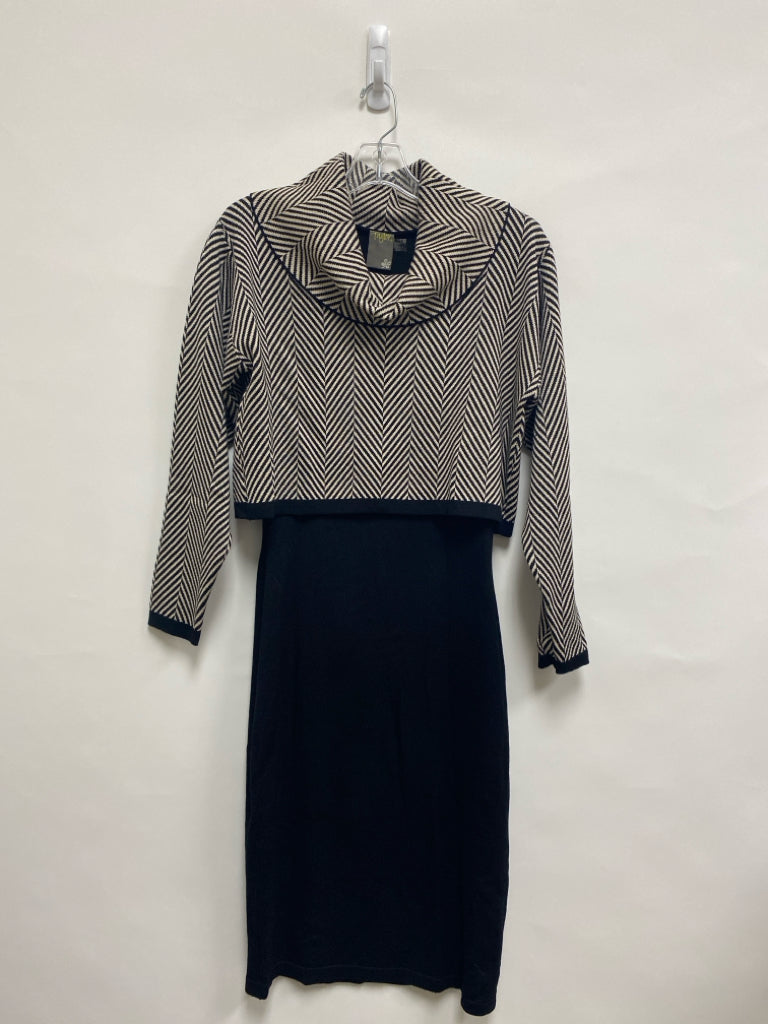 Taylor Size S Cream/Black Zebra Print Long Sleeve Knit Ladies Dress