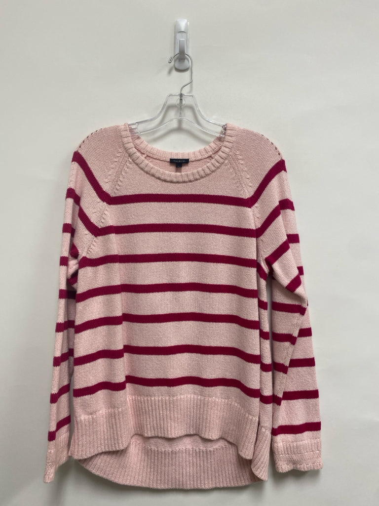Talbots Size L Pink Fuchsia Striped Ladies Sweater