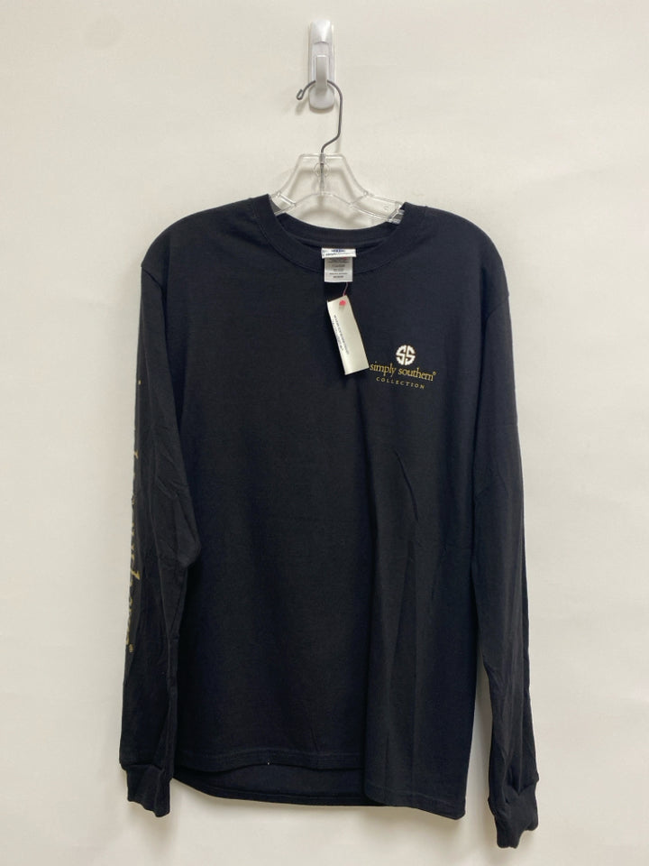 NWT Simply Southern Size M Black Gold/Pink Words Ladies Top