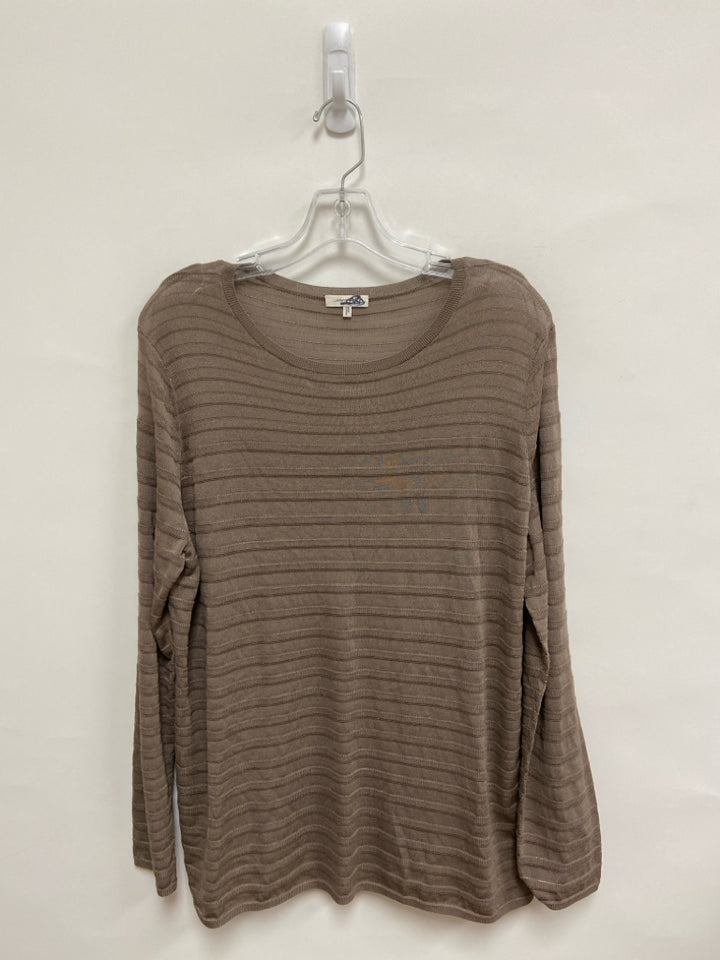 LAFAYETTE 148 Size L Taupe Silver Striped Ladies Sweater