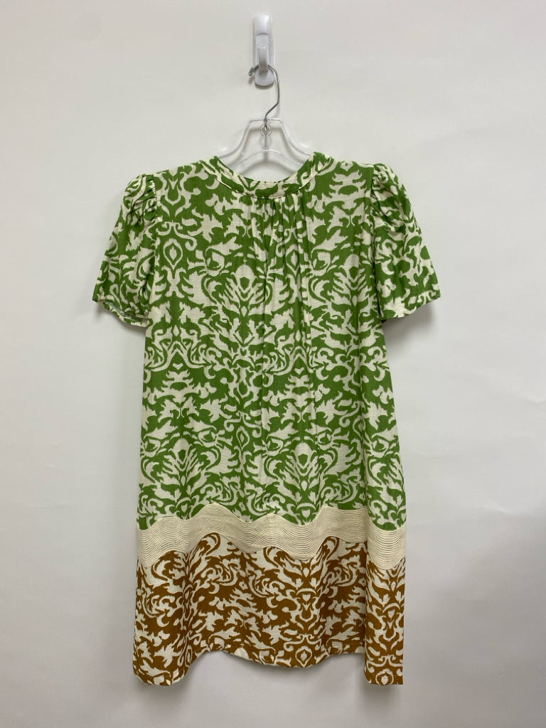 NWT GiGiO Size S Green/Cream Brown        Damask Ladies Dress