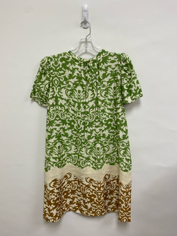 NWT GiGiO Size S Green/Cream Brown        Damask Ladies Dress