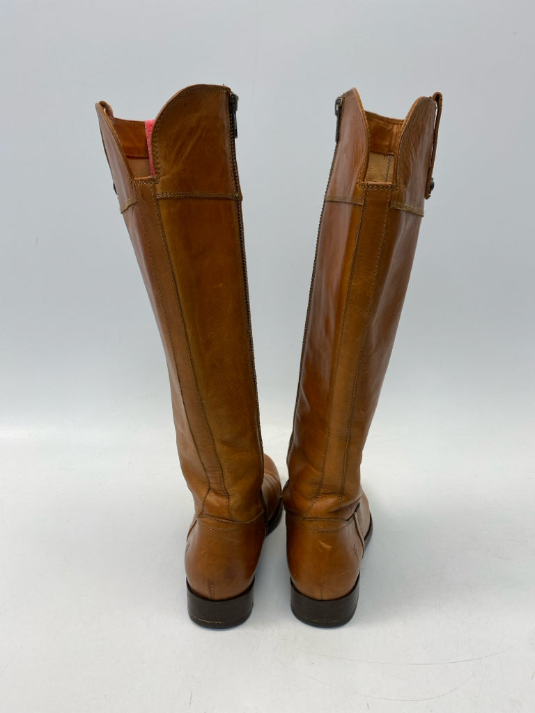 Frye US Shoe Size 7.5 Caramel Side Zipper Leather Boots