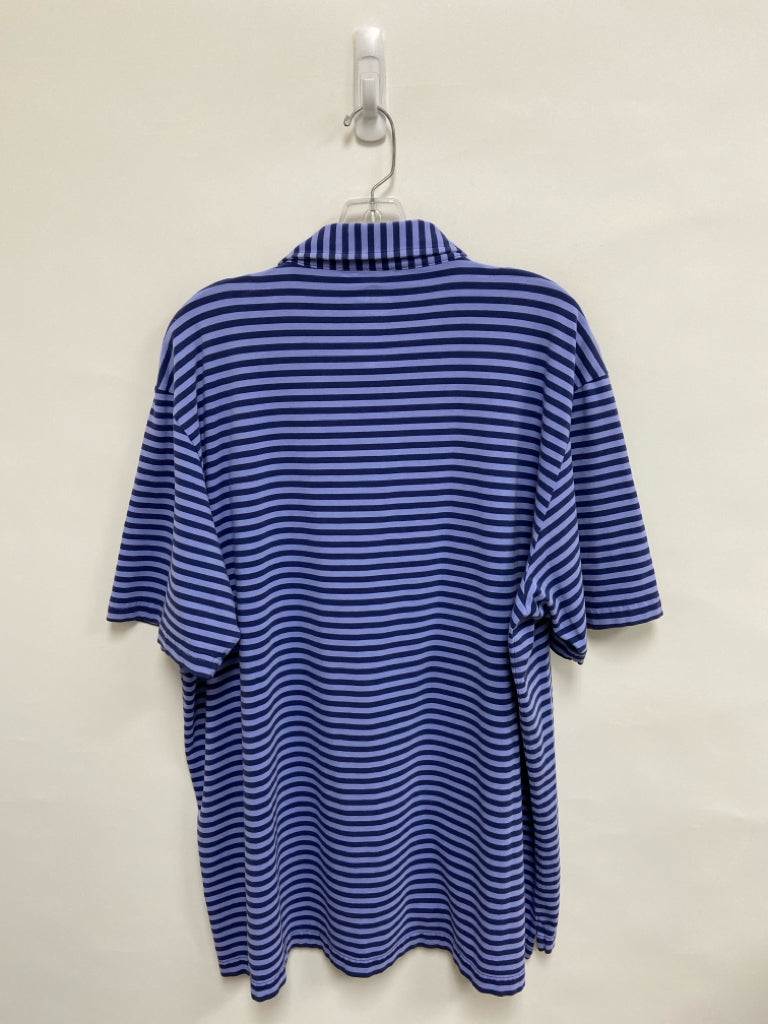 Peter Millar Size XXL Periwinkle Navy Stripes Polo Men&