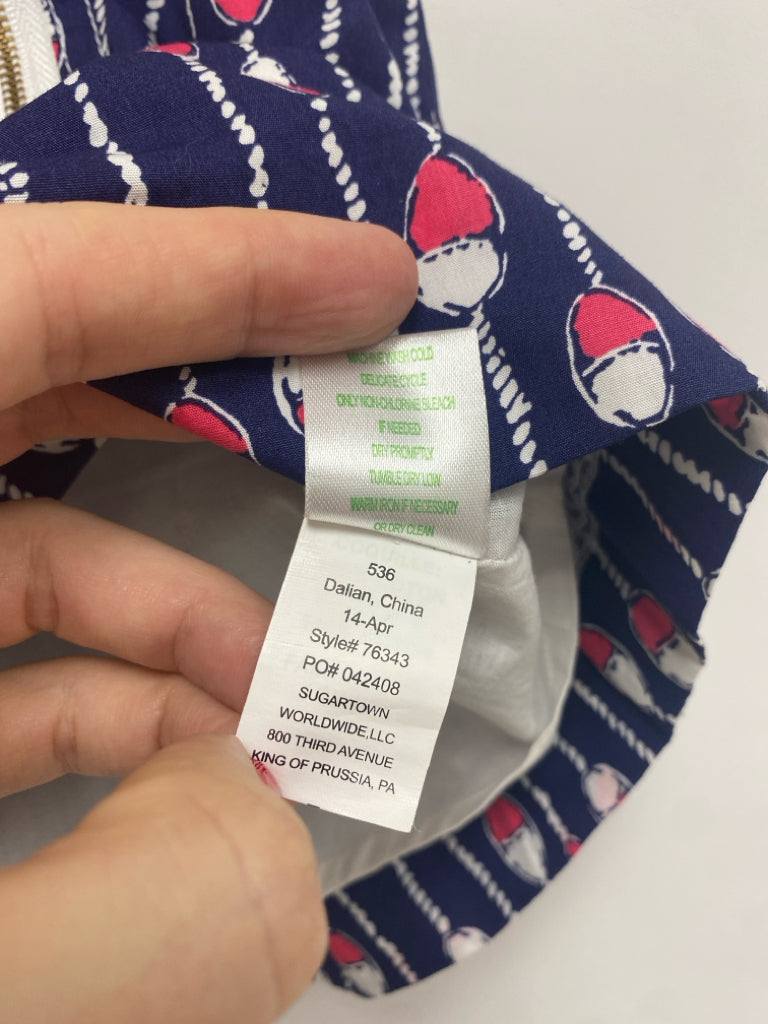 LILLY PULITZER Size 4 Navy White/Pink Ropes Ladies Skirt
