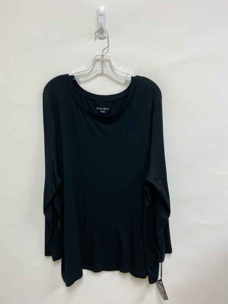 NWT Ava Viv Size 4X Black Long Sleeve Plus Size Top