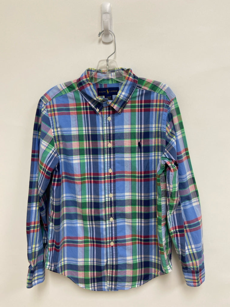 Ralph Lauren SIZE 14/16 Blue/Red Green/White Plaid Long Sleeve Boy&