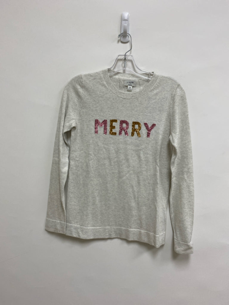 J Crew Size XS Pale Gray Words Cotton Ladies Sweater
