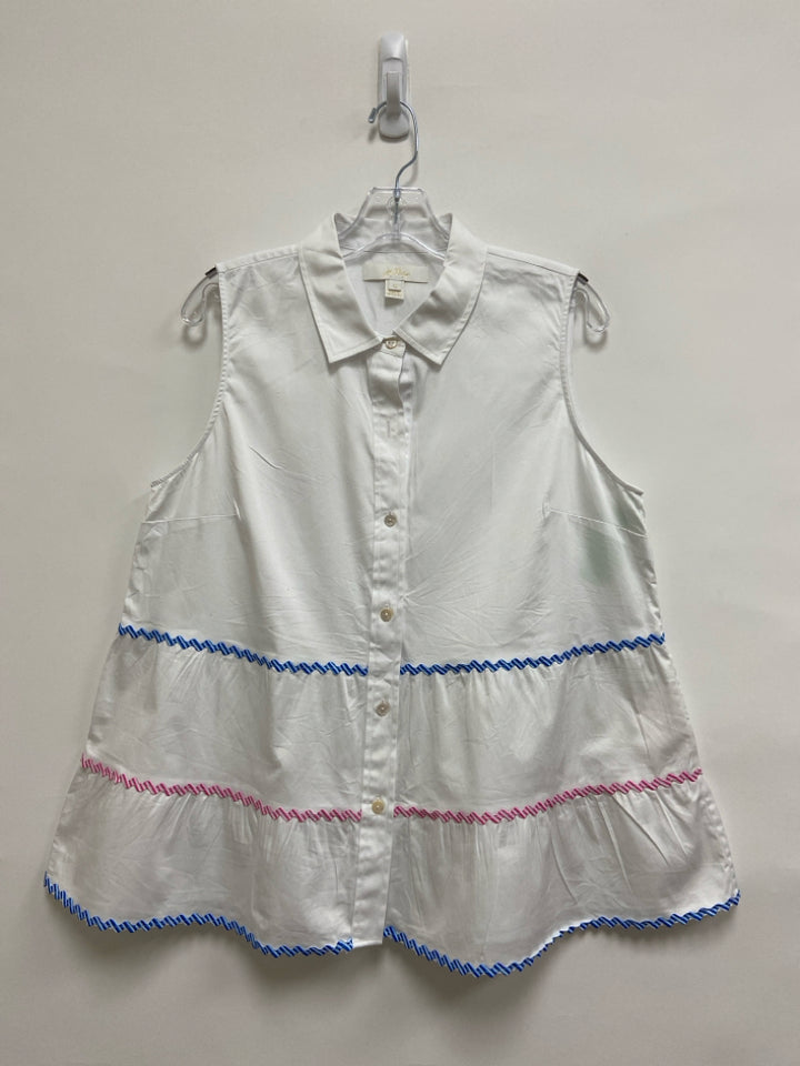 LILLY PULITZER Size 12 White Blue/Pink Sleeveless Ladies Top