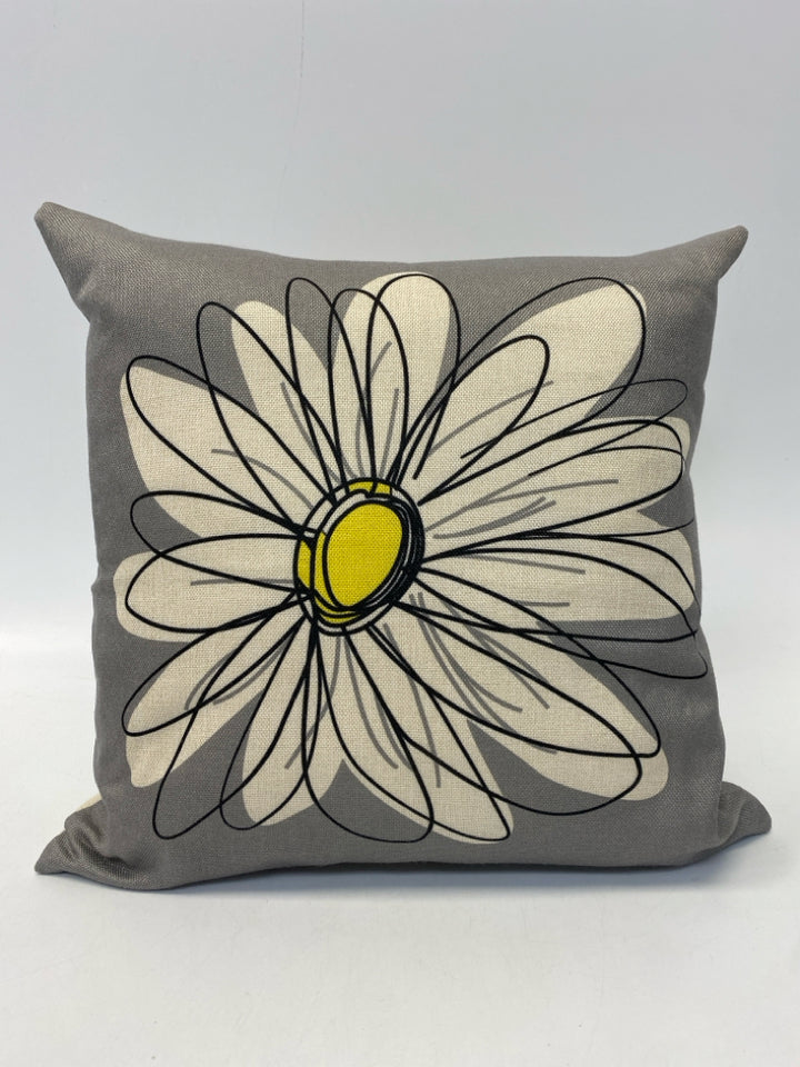 Gray Cream Flowers Pillow