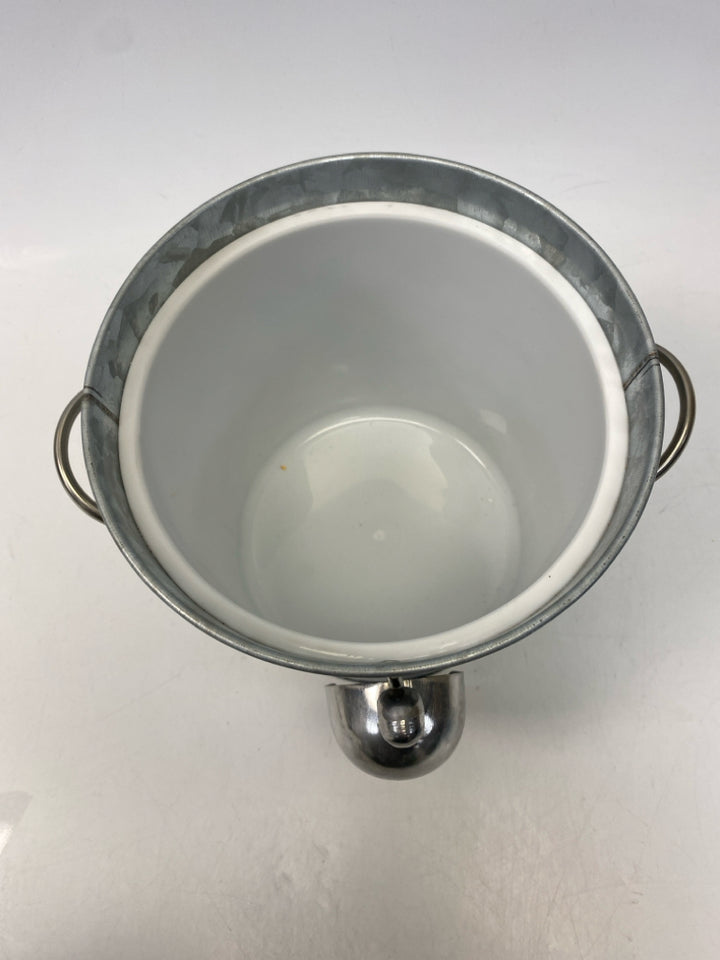 Silver Galvanized Metal Ice Bucket