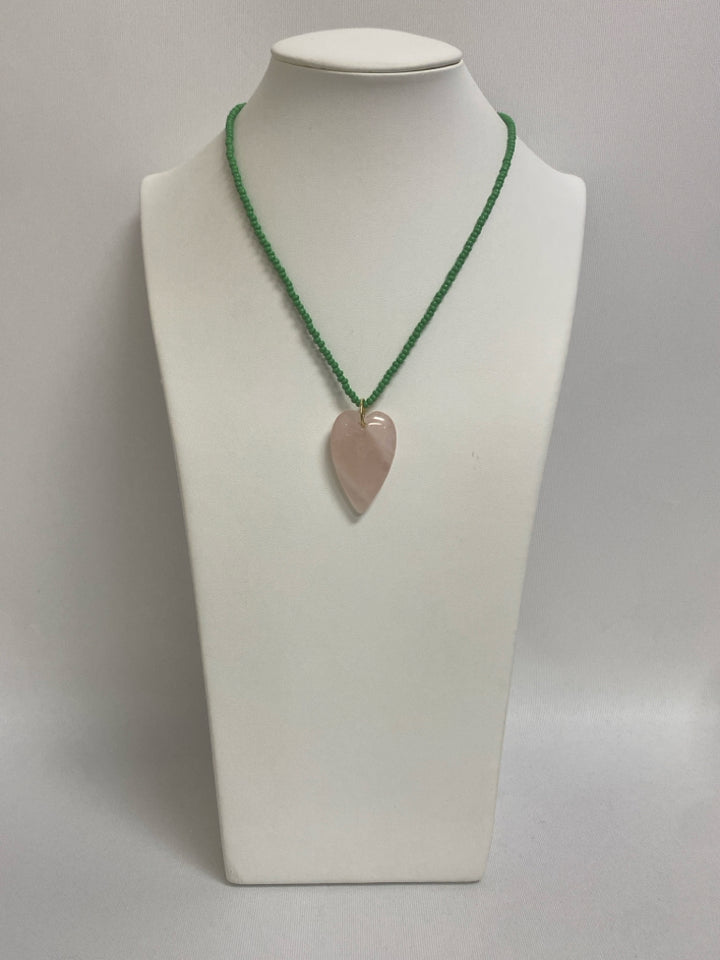 NWT Pink Blush Green Beaded Necklace