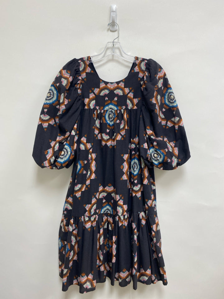 Sea New York Size M Charcoal Multi Color Puff Sleeve Ladies Dress