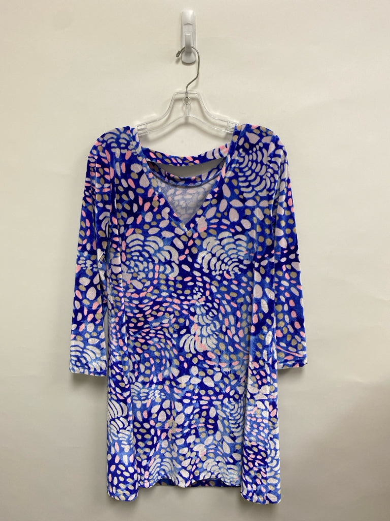 LILLY PULITZER Size M Blue White/Pink Shapes Ladies Dress