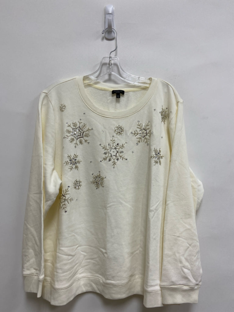 Talbots Size 2XP White Snowflakes Beaded Plus Size Sweatshirt