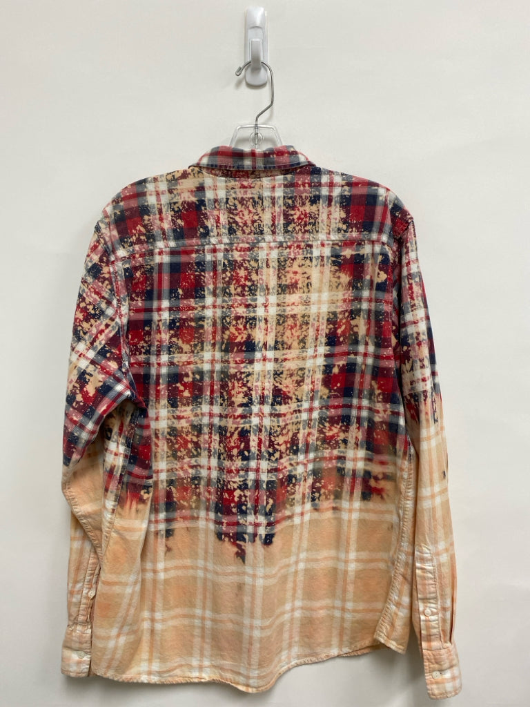 American Rag Size L Red White/Navy Plaid Men&