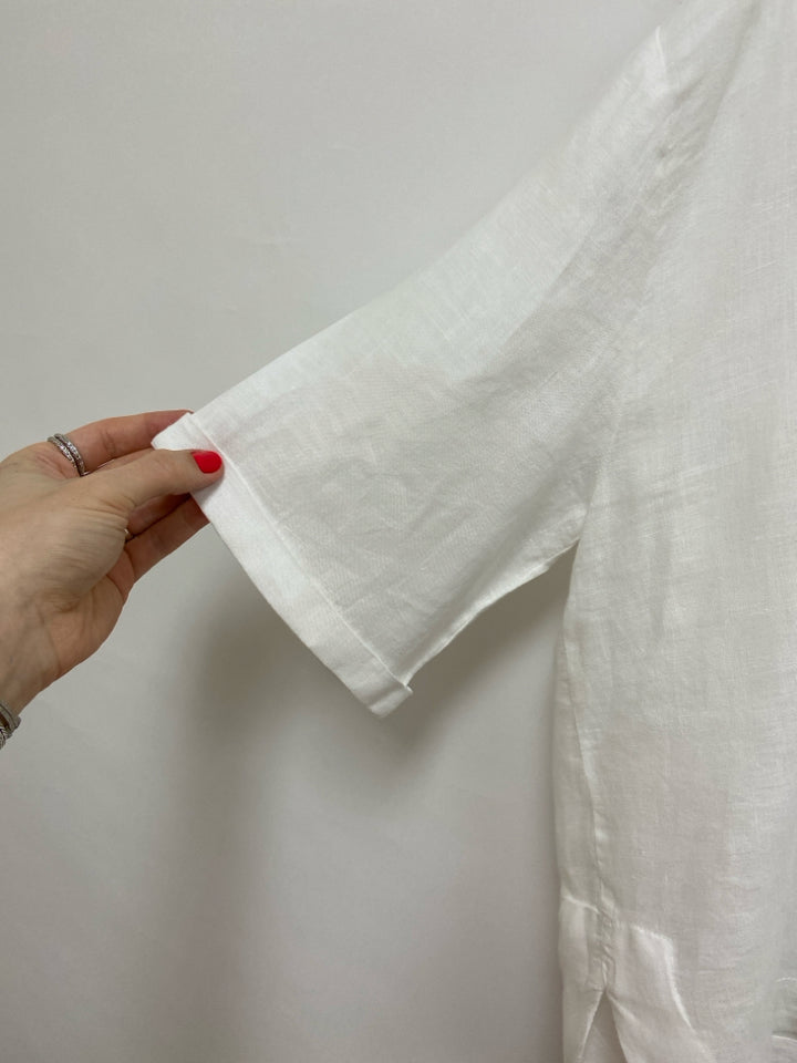 NWT Zara Size S White 3/4 Sleeve Linen Ladies Top