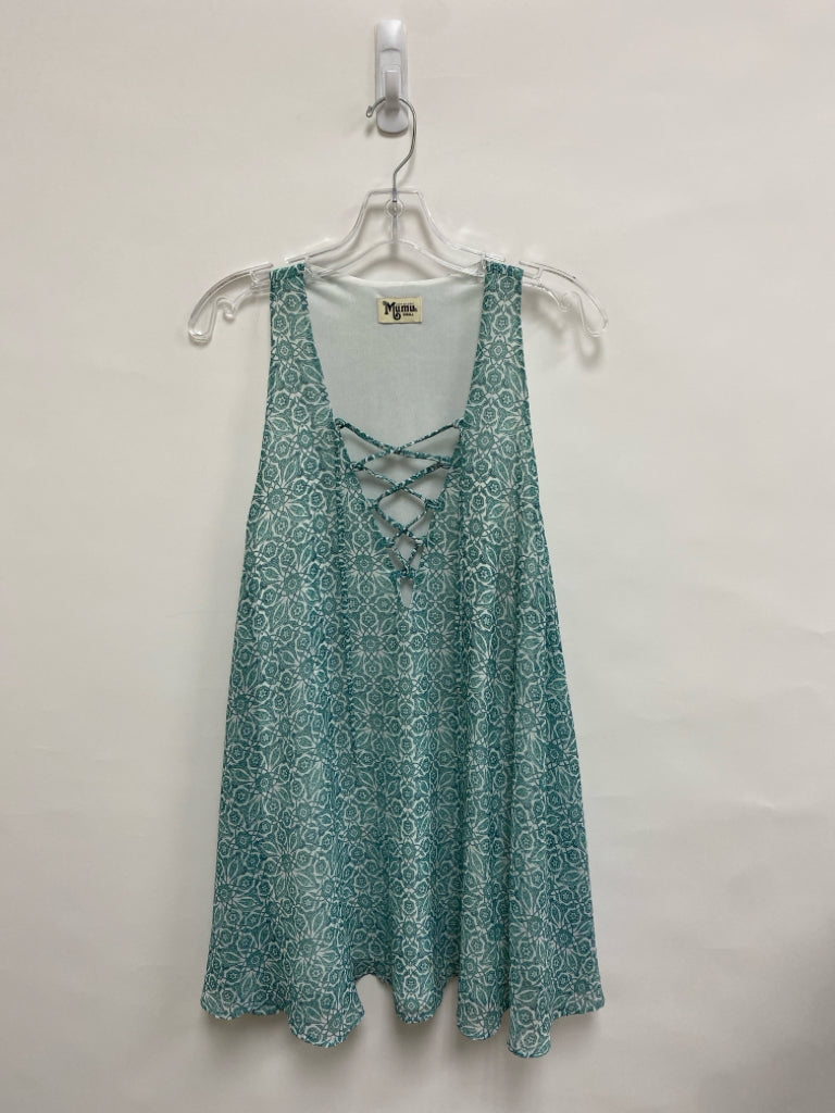 show me your MUMU Size S White Seafoam Floral Sleeveless Ladies Dress