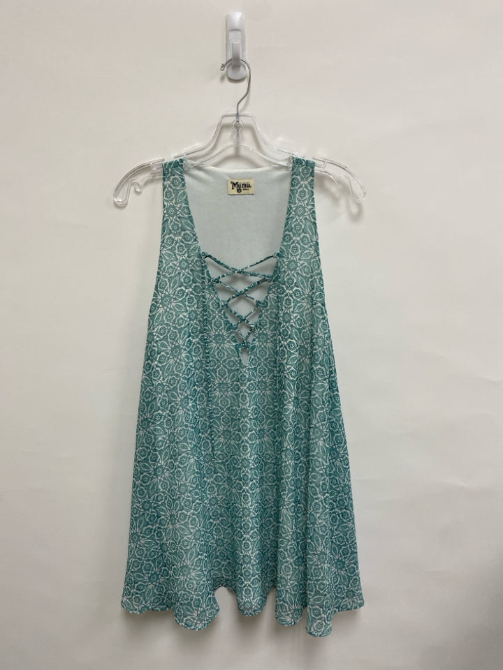 show me your MUMU Size S White Seafoam Floral Sleeveless Ladies Dress