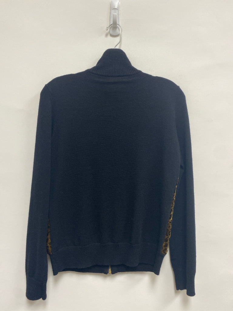 Lauren Ralph Lauren Size S Black Brown Color Block Zip Down Ladies Sweater